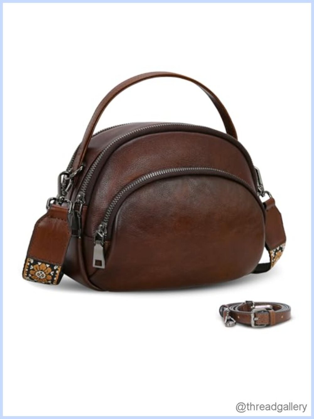 Genuine Leather Crossbody Bag Small Shoulder Purse Multi-Compartment